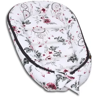 PaLulli Kuschelnest 2-seitig Babynest Babynestchen Baby Nest Nestchen Reisebett Wickelauflage Kuschelbett, Kokon Kokon für Babybett - Babys und Säuglinge, 100% Baumwolle Oeko TEX (Träumer)