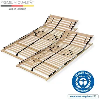Sleepneo - Premium Lattenrost 200x200, 7 Zonen Lattenrahmen Buche, 28 Latten, Federholzrahmen made in germany, verstellbar, 2x Lattenrost 100x200,