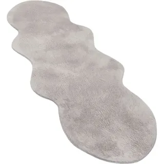 Paco Home Fellteppich »Pelt 640«, fellförmig, 16 mm Höhe, Kunstfell, Uni Farben, sehr weicher Flor grau 70x200 cm