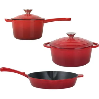casativo Profi Gusseisen Topf-Set 3-tlg. Pfanne + Kochtopf + Stielkasserolle