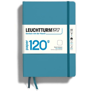 Leuchtturm1917 364427 Notizbuch 120 g/m2 Paper Edition, Hardcover, Medium (A5), Nordic Blue, blanko