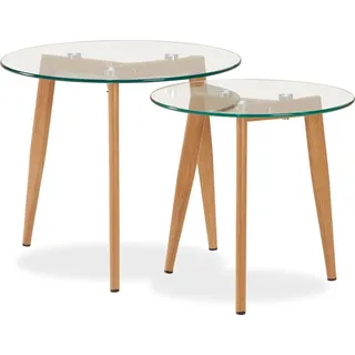 Homestyle4u Glastische Beistelltisch Couchtisch Glas Rund 2 er Set 1822