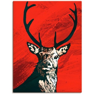 Artland Wandbild Hirsch, Wildtiere (1 St), als Leinwandbild, Poster in verschied. Größen rot 45 cm x 60 cm