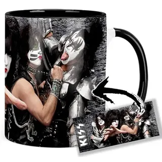 Kiss Monster Gene Simmons Paul Stanley Tasse Innen & Henkel Schwarz Keramikbecher Mug