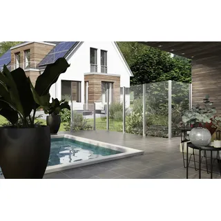 Ambiente Glaszaun Dekor 00/01 schräg 120 x 120/180 cm gehärtetes 8 mm Glas