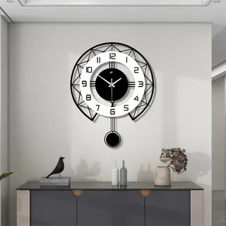 JUJUDA Große Wanduhr für Wohnzimmer-Dekor, Moderne stille Pendel-Wanduhr für Zuhause, Haus, Küche, Schlafzimmer, dekorative große Wanduhr, Nicht tickend, batteriebetrieben, Quarz für Innenbereich,