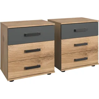 Wimex Nachttisch Stockholm, Nachtkommode 52cm breit, Made in Germany, Industrial Look, 2 Höhen zur Auswahl, einzeln oder im 2er Set beige|grau 52 cm x 58 cm x 38 cm