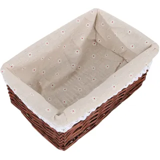 VILLFUL Weidenkorb Aufbewahrungskorb Aus Korbgeflecht Mit Stoff Einsatz 30x20x12cm Braun Sortierkorb Für Küche Wäsche Und Spielzeug