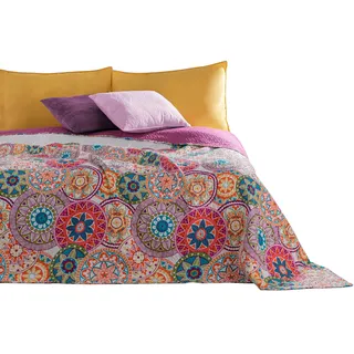 DecoKing 12222 Tagesdecke 200 x 220 cm Rosa/Pink/Violett/Weiß