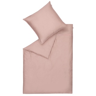 Schöner Wohnen Kollektion Bettwäsche Pure 135x200 Rose - Bettwäsche Baumwolle - Bettwäscheset mit Kopfkissenbezug 2teilig - Kissenbezug 80x80