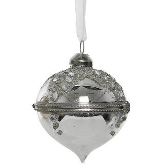 Christbaumkugel zum Befüllen Echt Glas Silber Tropfenform Weihnachtskugel