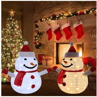 LMaxhome Weihnachtsfigur Schneemann Figur Licht 40LEDs 60cmH Außen für Gartendekoration Party (Zusammenfaltbar Pop-up Schneemann, 1 St), Batteriebetrieben, mit Timer, Winter Weihnachtsfeier Leuchtende weiß