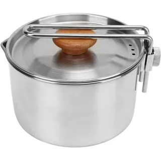 Camping Topf, 1L Herd Kochgeschirr 304 Edelstahl Kochtopf Portable Camping Wasserkocher Mit Klappgriff Für Picknick Wandern Rucksack, Tragbarer Picknickherd Kochgeschirr Lagerfeuer Kochtöpfe Pfanne