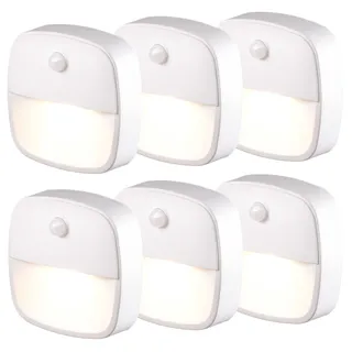 XVZ LED Nachtlicht mit Bewegungsmelder, 6 Stück Kinder Bewegungslicht mit Batterie, Selbstklebende Schrankbeleuchtung für Flur, Bad, Schlafzimmer, Treppen Orientierungslicht, Warmweiß/Kaltweiß