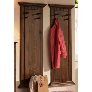 OTTO home Garderobenpaneel Rustic, Set aus 2 Paneelen, Landhausstil (2 St., Made in Europe), aus massiver Kiefer, mit dekorativen Fräsungen braun