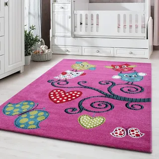 KADIMA DESIGN TASNA Kinderteppich 140 x 200 cm Lila/Pink