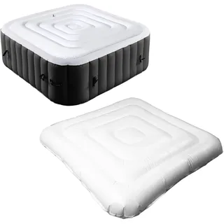 Aufblasbare Abdeckung Whirlpool 130cm PVC Quadratische Thermoabdeckung | Weiß Abdeckungsschutz Isolierte Spa Abdeckungen Schnell Aufblasbare Poolabdeckung für Whirlpools Outdoor Winterfest