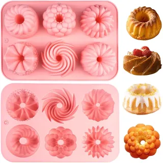 Kleine Silikon-gugelhupfformen, Praktische Backformen, 2er-set, Wiederverwendbare Silikon-gugelhupfformen, Mini-gugelhupfformen Mit Antihaftbeschichtung