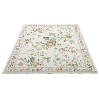 Teppich Flomi Sagrini, THEKO, rechteckig, Höhe: 4 mm, Flachgewebe, Pastell-Farben, Blumen Design beige 120 cm x 170 cm x 4 mm
