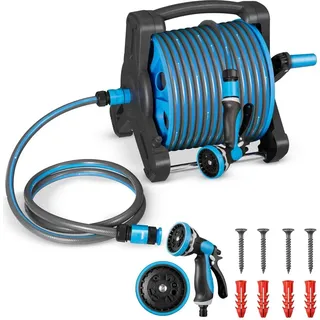 Juskys Mobile Schlauchtrommel 30 m blau/grau