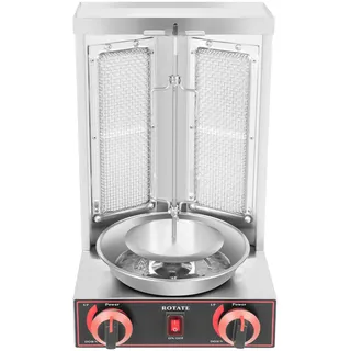 Dönergrill Dönerspieß,3000W Dönergrill mit 2 Brenner,Gyros Elektro Grill, BBQ, Tischgrill, Vertikalgrill aus Edelstahl inkl,auch als Schaschlikgrill verwendbar