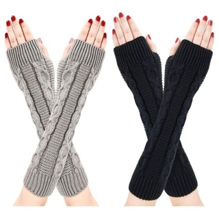 Lubgitsr Strickhandschuhe Fashion Fingerlose Handschuhe Für Damen Warme Winter-Armhandschuhe grau|schwarz