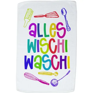 GRAZDesign Geschirrtuch Alles Wischi waschi Spruch - lustiges Motiv - Küchentuch Witzige Sprüche Küchenhandtuch 60x40cm