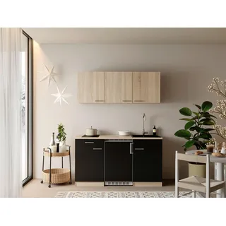 Respekta Küchenzeile 150 cm Schwarz