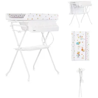 Chipolino Babywanne Wickeltisch 2 in 1 Aqua Zubehörfach klappbar Ständer Stopfen bunt