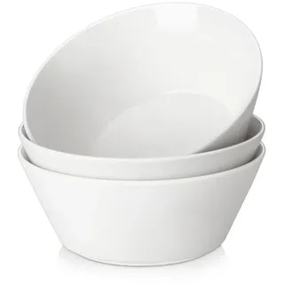 MALACASA Schüssel 3tlg Schüssel Set, Porzellan Salatschüssel für 3, Porzellan, (3-tlg), Weiß, 930ML weiß Ø 17.8 cm