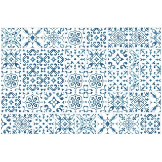 micasia Vinylteppich nass abwischbar Muster Bodenschutz - Made in Germany - Teppich Fliesenoptik 2,2mm dünne Vinyl Bodenmatte blau Küche Flur trittsichere Matte 2798 (270x180cm)