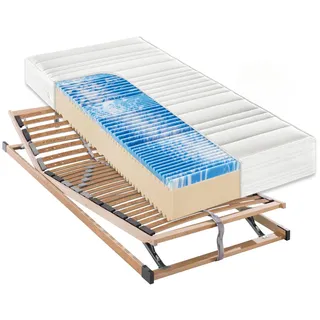 Sembella Matratzenset, Holz, 2-teilig, Birke, Schichtholz, H2, 5-Zonen, Höhe ca. 20 cm, 80x200 cm, Made in Germany, Oeko-Tex® Standard 100, Härtegradauswahl, Bezug abnehmbar/waschbar, Tragegriffe, atmungsaktiv, schadstoffgeprüft, aktive Schulterzone, alternative Größen erhältlich, rundum abnehmbar,Federholzleisten verleimt, Mittelgurt, individuelle Liegehärteeinstellung, verstellbar, erhältlich, Schlafzimmer, Matratzen Shop, Matratzensets