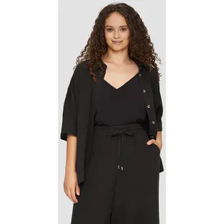 QS Kurzarmbluse Bluse Hemdbluse aus Baumwolle in kurzer Länge schwarz