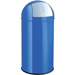 Abfallbehälter 30l Metall mit Push-Einwurfklappe blau