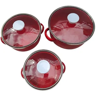 perfk 3-teiliges Emaille-Topf-Set, Mini-Emaille-Topf, Küchengeräte, tragbare Geschenke, Zuhause, Küchentöpfe, Küchenkochgeschirr, Kochen, Küche, Rot