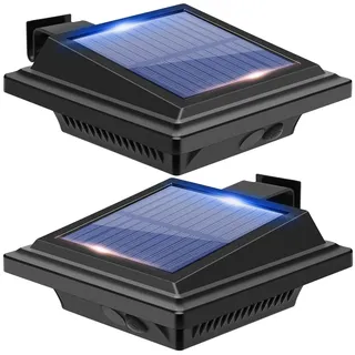 BILLION DUO Dachrinnen Solarleuchten für den Außenbereich, 2er Solarlampen für Außen Garten, Wasserdichte 40 LEDs Zaunbeleuchtung, Schwarz Solar Wandlampe Kaltweißes Solarlicht für Garage, Terrase