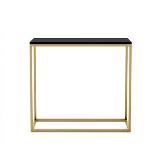 Bettso Konsolentisch, Schwarz, Gold, Holzwerkstoff, Metall, 80x80x25 cm, Wohnzimmer, Wohnzimmertische, Konsolentische