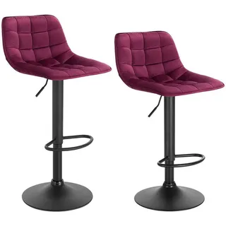 Woltu Barhocker 2er Set drehbar höhenverstellbar gepolstert Metall Bordeaux