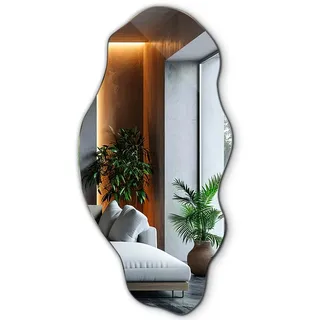 Tulup Spiegel 45x90 cm Lang Fleckiges Unregelmäßiges Wellenförmiges Organisches Makeup für Badezimmer Schlafzimmer