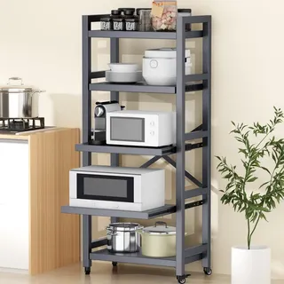 faitlux küchenregal 5 Ablagen stehend standregale küchen Shelf küchenregal 135x55x32.5cm bis 160 kg Herduntersatz mit Schiebeböden Extradicke Stahlkonstruktion 0,7 mm Bremsrollen Rostschutz