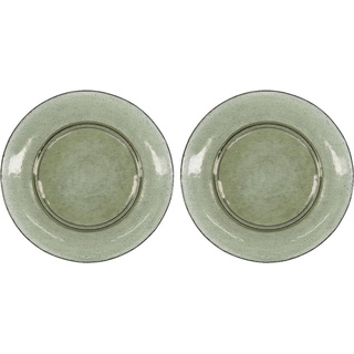 6x House Doctor Set of 2 - Rain Dinner Plates - Green (262681010), Teller, Grün