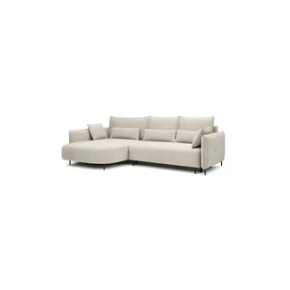 Selsey Eckcouch Samt mit Schlaffunktion 2-Sitzer Beige