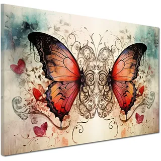 Wandbild Leinwandbild Kunstdruck XXL Wanddeko abstrakt Schmetterlinge Größe 90x60x2cm
