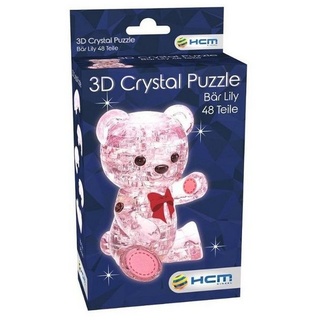 HCM KINZEL 3D-Puzzle HCM59192 - Crystal Puzzle: 3D Bär Lily - Rosa, 48 Teile,..., 48 Puzzleteile bunt
