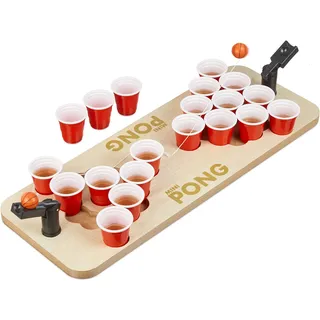 Relaxdays Mini Beer Pong Trinkspiel Set 25 St. 4 cl Rot