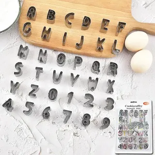 Set Mit 36 Ausstechformen Aus Edelstahl In Form Von Buchstaben Des Alphabets Mit Robuster Aufbewahrungsbox Zum Dekorieren Von Kuchen, Keksen Und Anderen Leckereien.