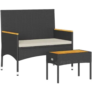 vidaXL Gartenbank 2-Sitzer mit Kissen und Tisch 110 x 60 x 85 cm Schwarz