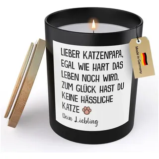 22Feels Duftkerze Deko Katzenpapa Geschenk Herrchen Katze Männer Katzenliebe Couch Kater, MADE IN GERMANY, Europäisches Sojawachs, Handgegossen schwarz