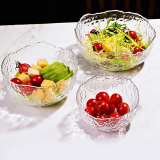 Glas Salatschüssel Set, 3-teilig Glasschale Stapelschale, Glasschüssel Set für Salat Dessert Obst Snacks, Transparent Servierschalen Obstschale Dessertschalen Salatschale Servierschüssel