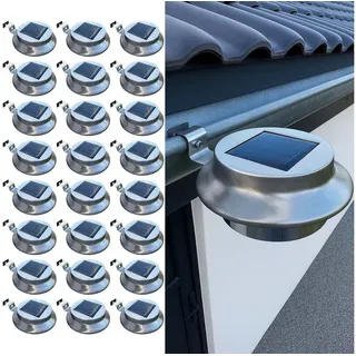 BURI Gartenleuchte LED Dachrinnenleuchte 3-24 Stück Edelstahl Zaunleuchte Solarleuchte